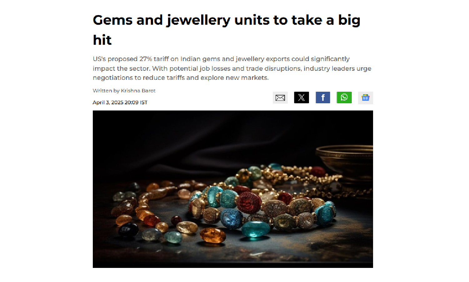 Gems and jewellery units to take a big hit